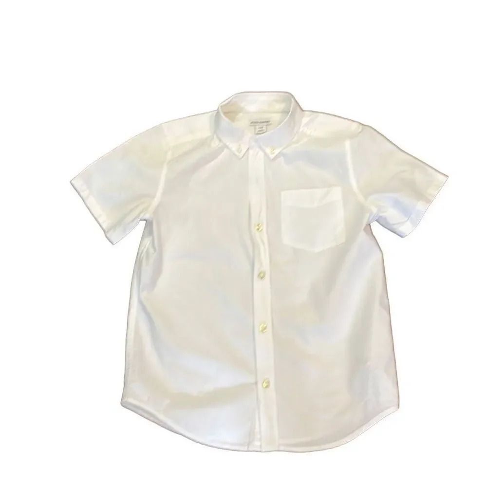 Boys, white short sleeve button down dress shirt size 10/L